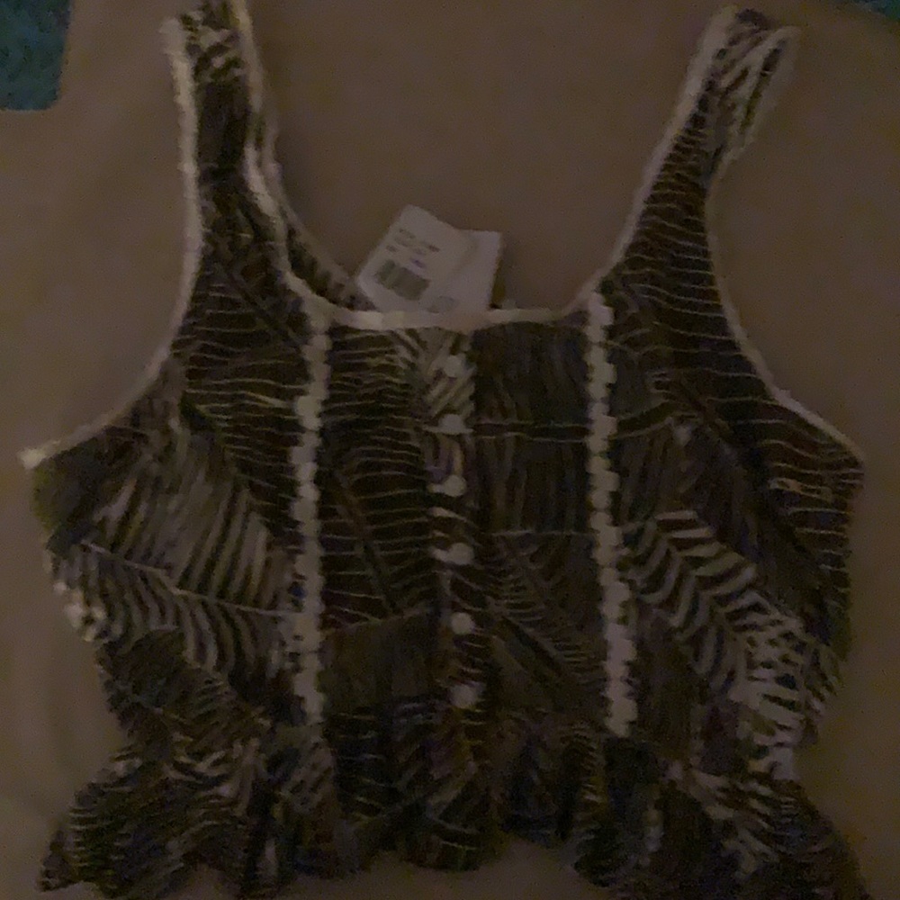 Leaf green and off white tank top from Dillard’s.